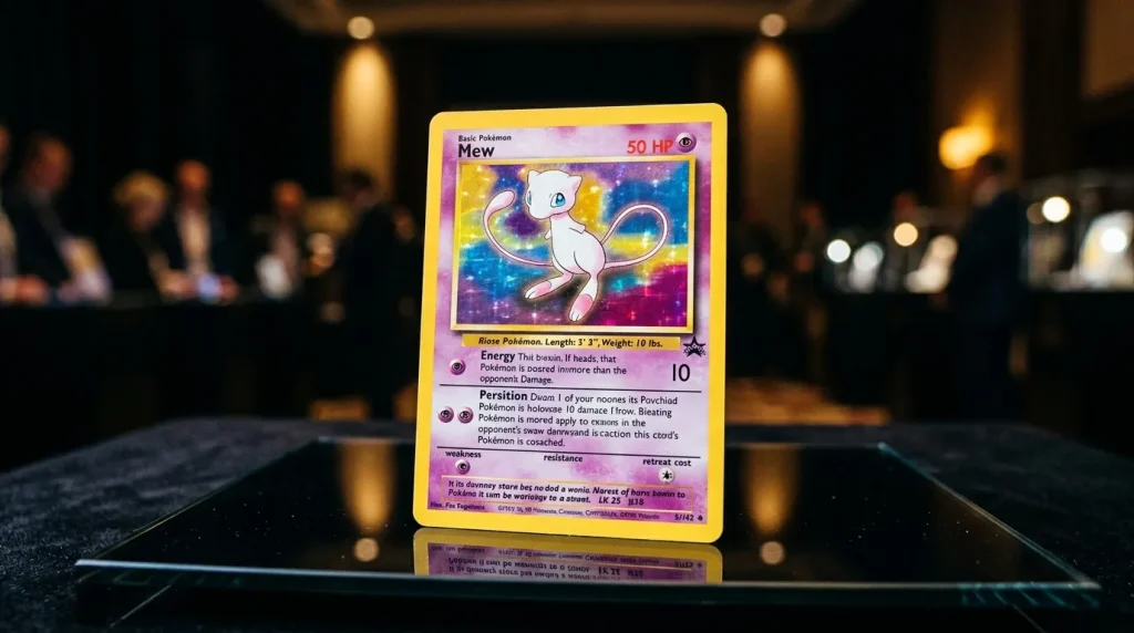 Carte Pokémon Basic Mew 50 HP jaune affichée