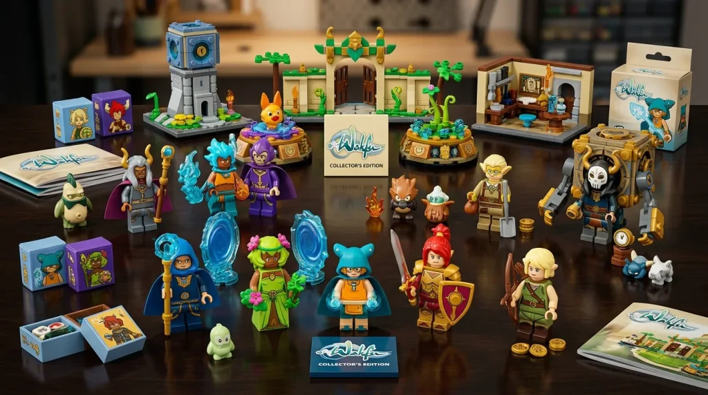 Figurines LEGO Wakfu avec accessoires, bâtiments et éléments de décor