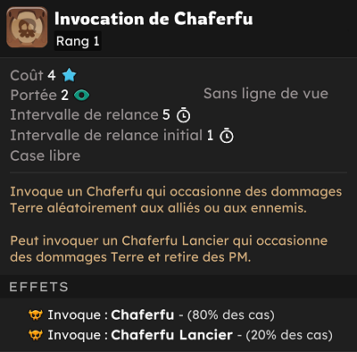 Sort Invocation de Chaferfu, récompense du donjon