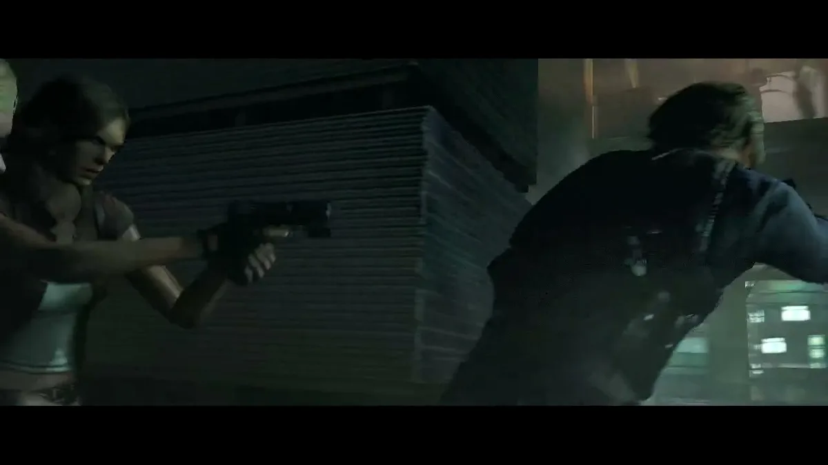 Helena Harper, pistolet au poing, avançant à couvert près de Leon dans Resident Evil 6