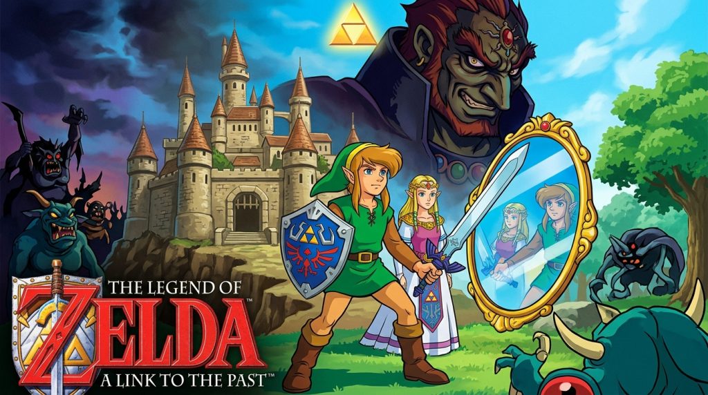 fais moi une image pour représenter le jeu The Legend of Zelda : A Link to the Past généré à l'IA