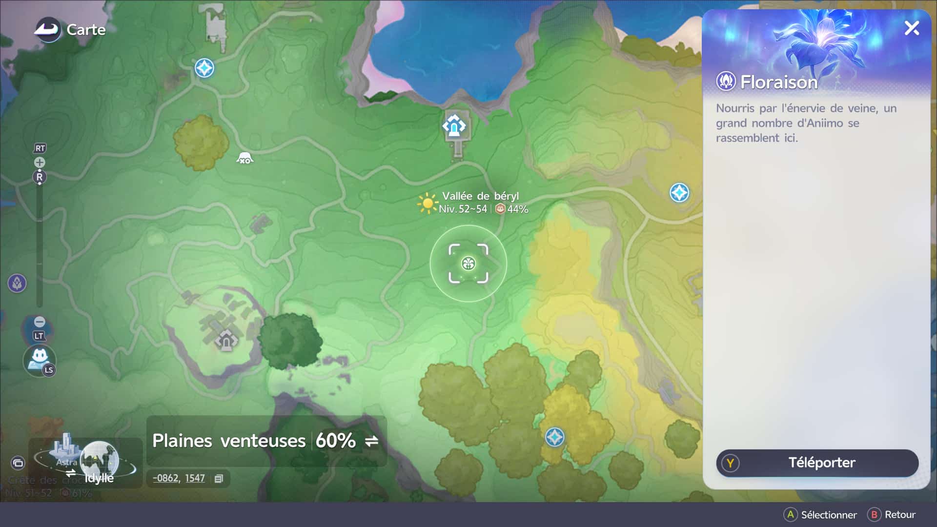 Emplacement du site de Floraison pour le Coléobée Prismana