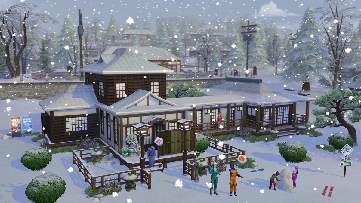 Sims 4 Escapade Enneigée : le village du Mont Komorebi sous la neige