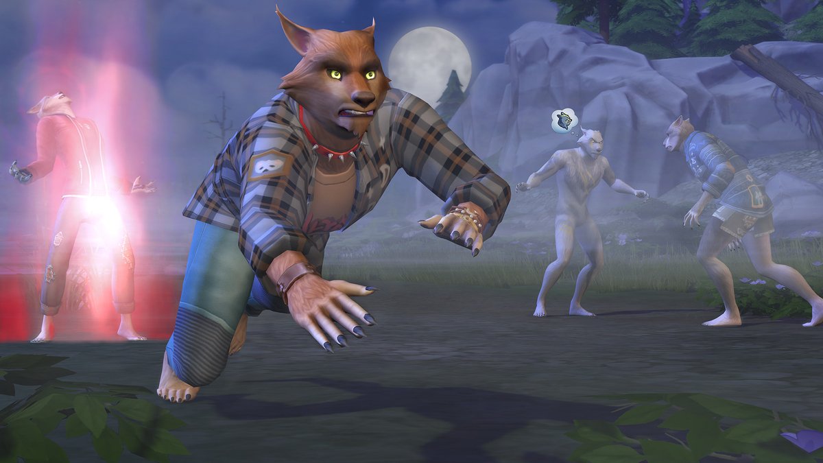 Sims 4 Loups-garous : un Sim se transforme en loup-garou sous la lune