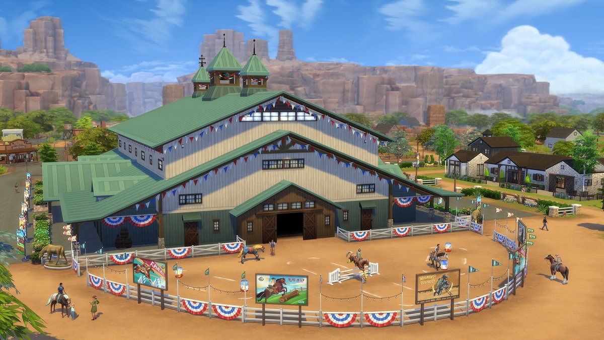 Sims 4 Vie au ranch : centre équestre avec piste de concours